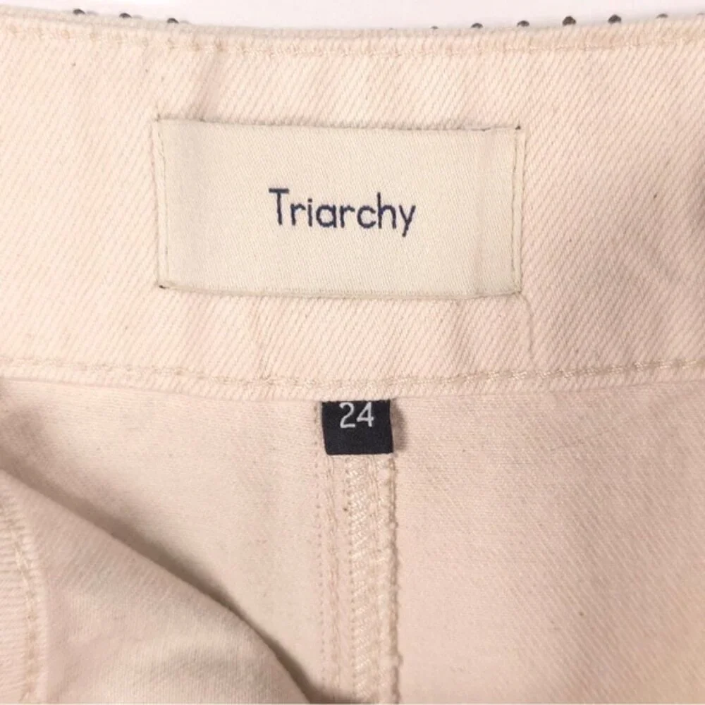 TRIARCHY Ms.Triarchy Crystal Embellished Denim Mini Skirt ORGANIC COTTON Size 24